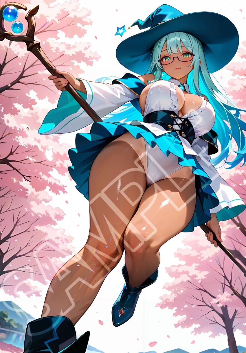 褐色水魔女と桜デート - サンプル画像 3