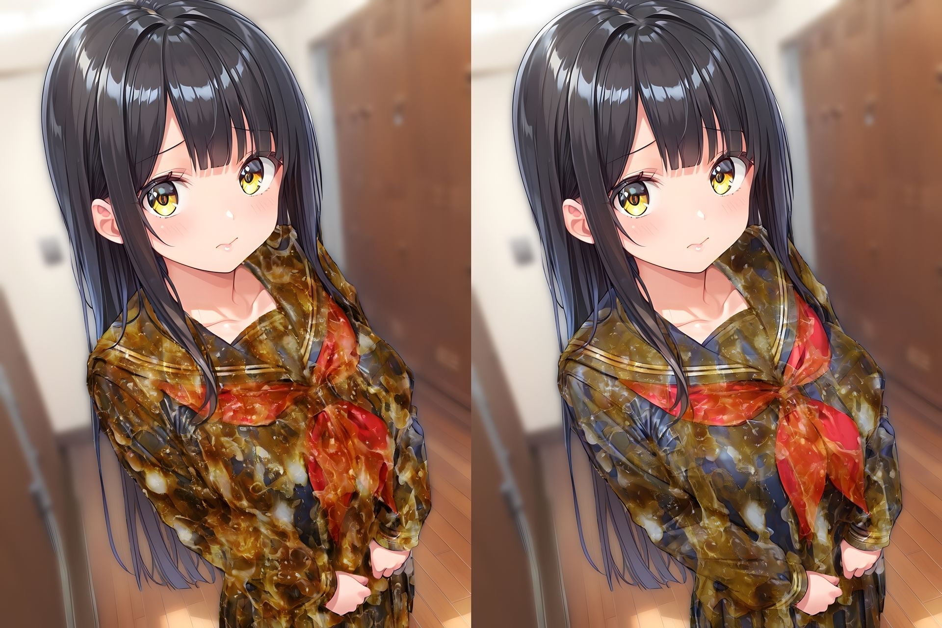 黒髪美少女のセーラー服をぶっかけ無洗浄 - サンプル画像 4