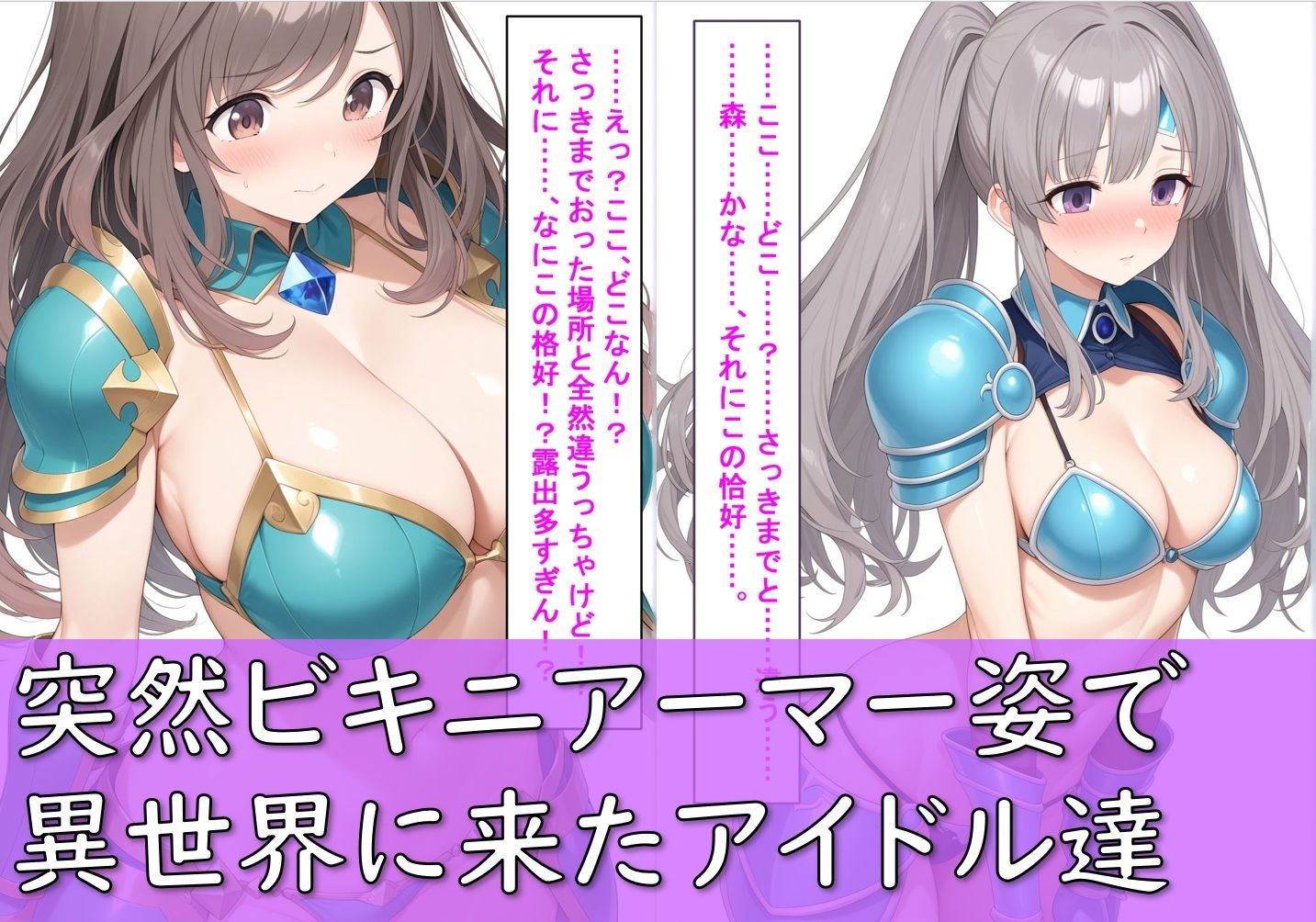 【敗北】ビキニアーマーのアイドル4人が異世界でヤられる話【白〇咲耶・田〇摩美々・月〇恋鐘・幽〇霧子】 - サンプル画像 2