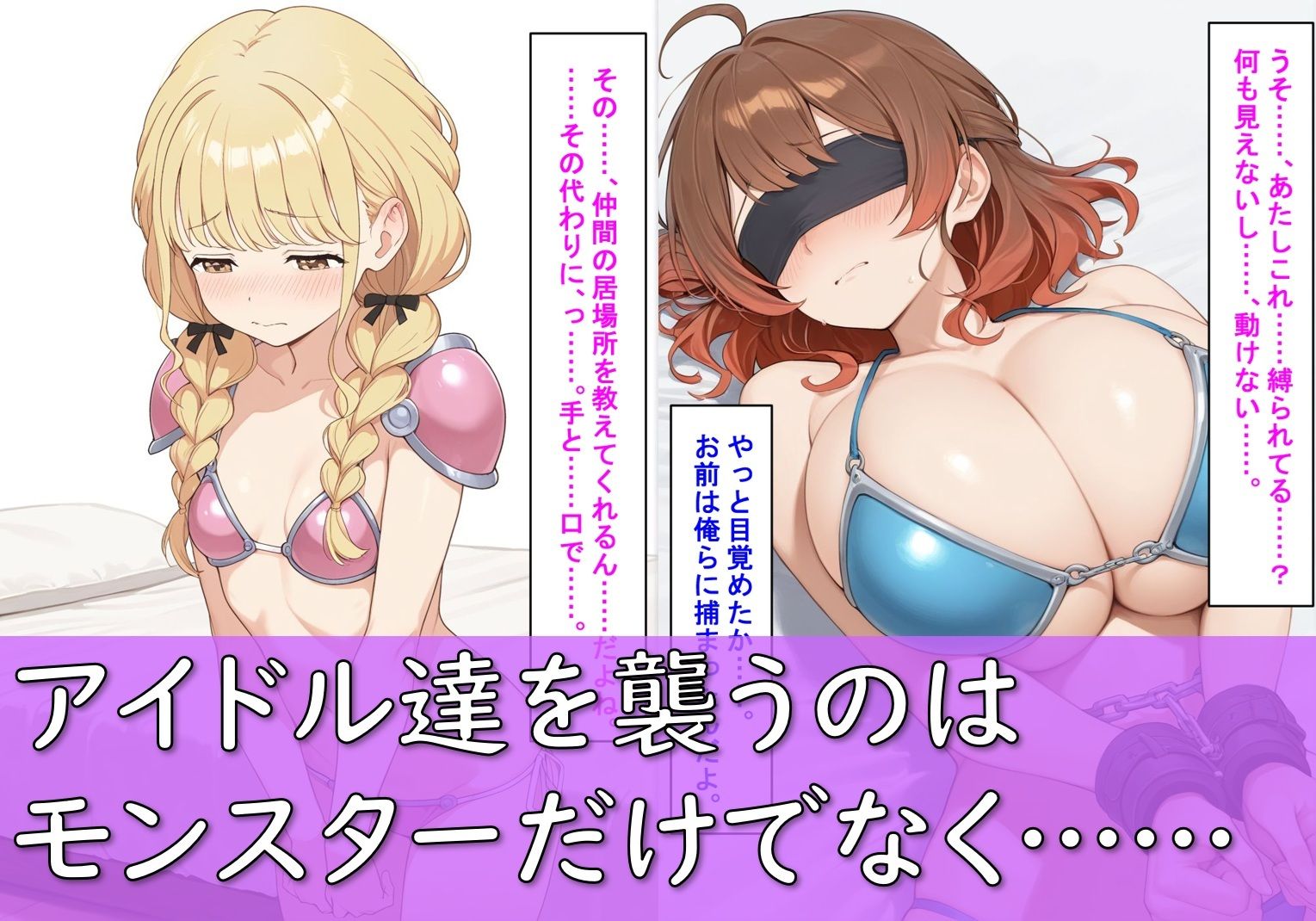 【敗北】ビキニアーマーのアイドル4人が異世界でヤられる話【花〇佑芽・葛〇リーリヤ・藤〇ことね・姫〇莉波】 - サンプル画像 4