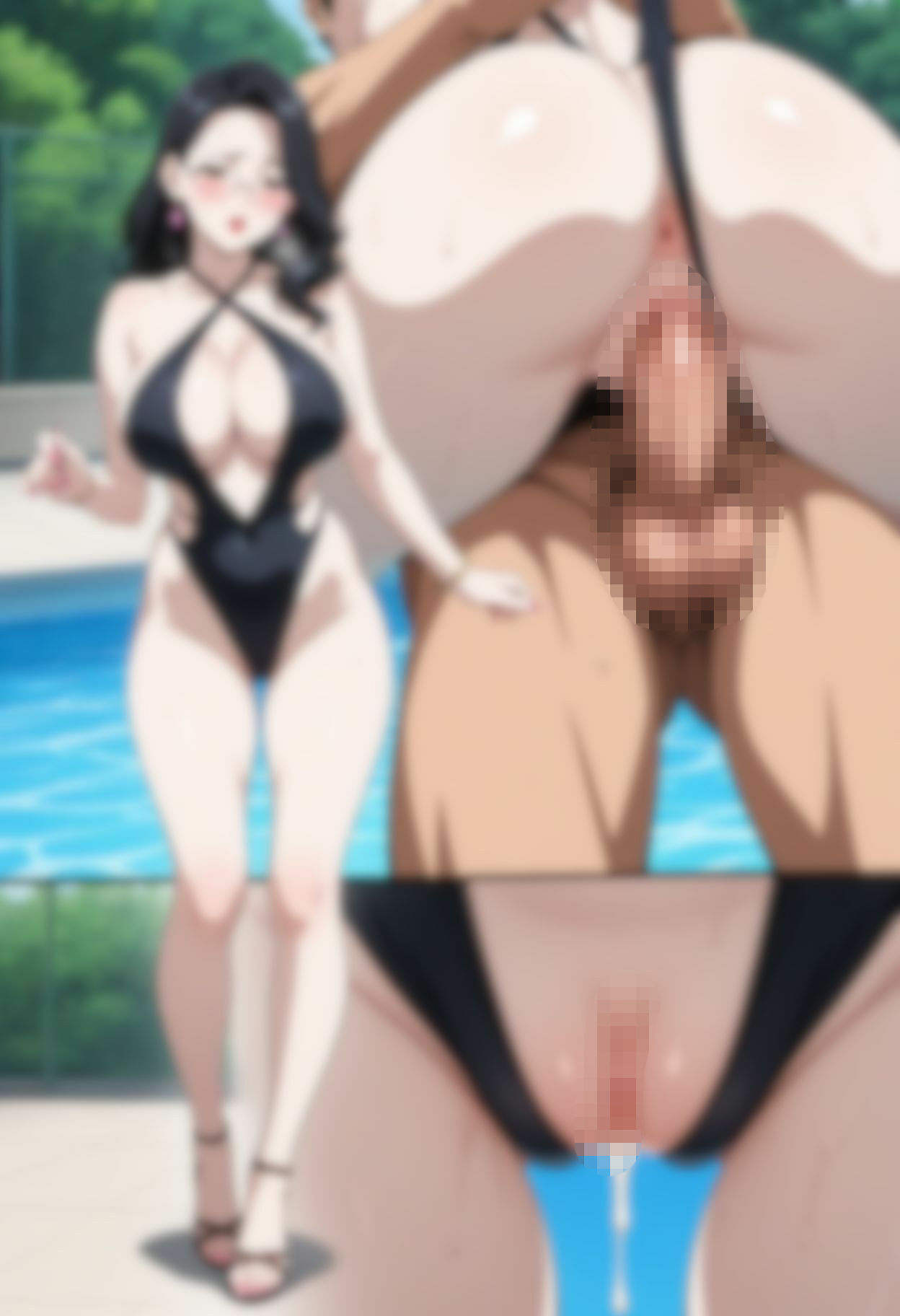 色白女教師のハイレグ水着でエッチな水泳の授業。超アップ（近い）の水着とマンチラ付き。 - サンプル画像 10