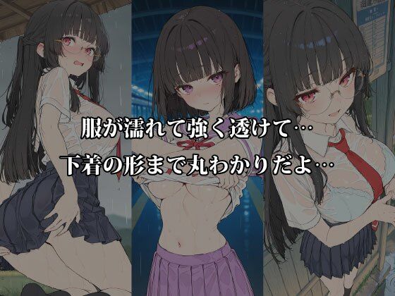 【濡れ透け特化】初夏豪雨×満員電車×駅雨宿り 制服強透け＆密着 - サンプル画像 2