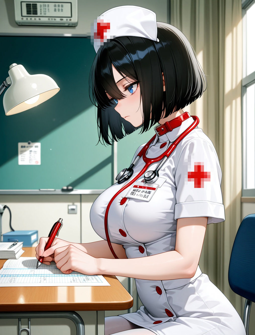 入院中、真面目なド変態巨乳ナースと中出しエッチしまくった - サンプル画像 1