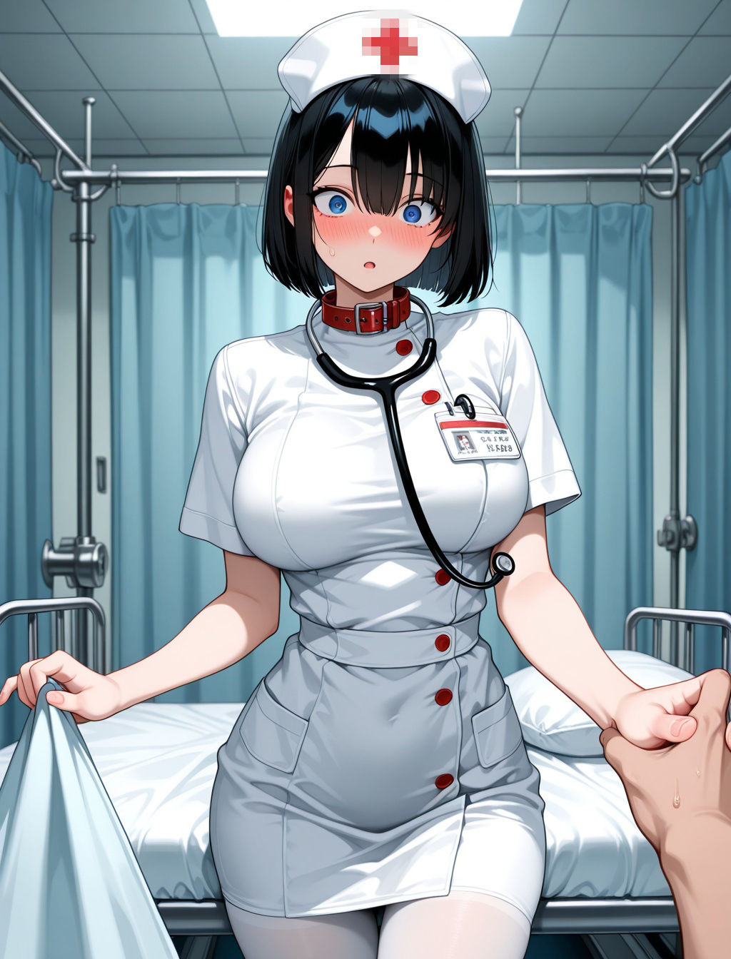 入院中、真面目なド変態巨乳ナースと中出しエッチしまくった - サンプル画像 2