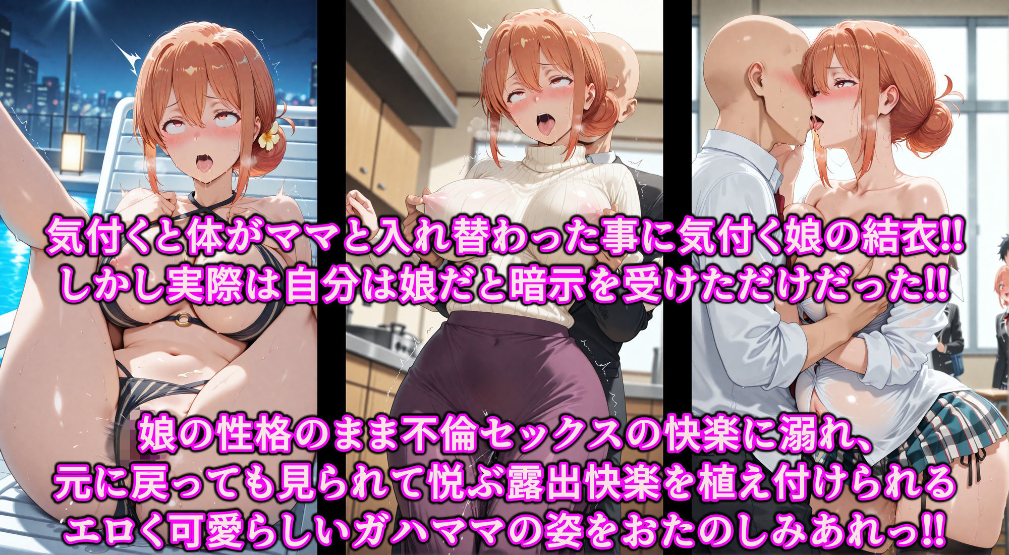 催淫暗示で頭の中を思い通り♪体は人妻！心は娘！？と思い込んだ不倫妻♪認識イジられ変態露出狂に性癖開発 - サンプル画像 1