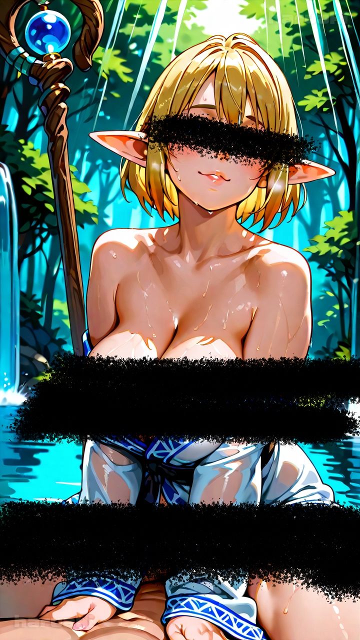 【AIアニメ巨乳美女写真集】Vol.9 ゲームの中で金髪爆乳エルフになってエロエロ性活 - サンプル画像 4
