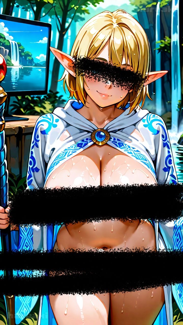 【AIアニメ巨乳美女写真集】Vol.9 ゲームの中で金髪爆乳エルフになってエロエロ性活 - サンプル画像 5