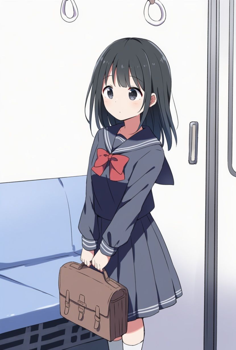 【AIイラスト集】めくる衝動:黒セーラーいたずら102選 - サンプル画像 1