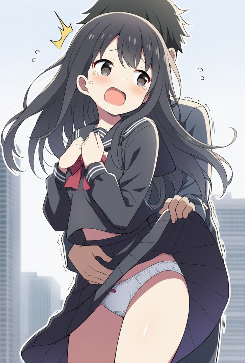 【AIイラスト集】めくる衝動:黒セーラーいたずら102選 - サンプル画像 4