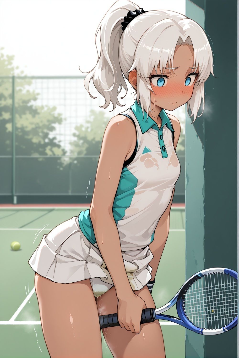 濡れゆくテニスコート - サンプル画像 1