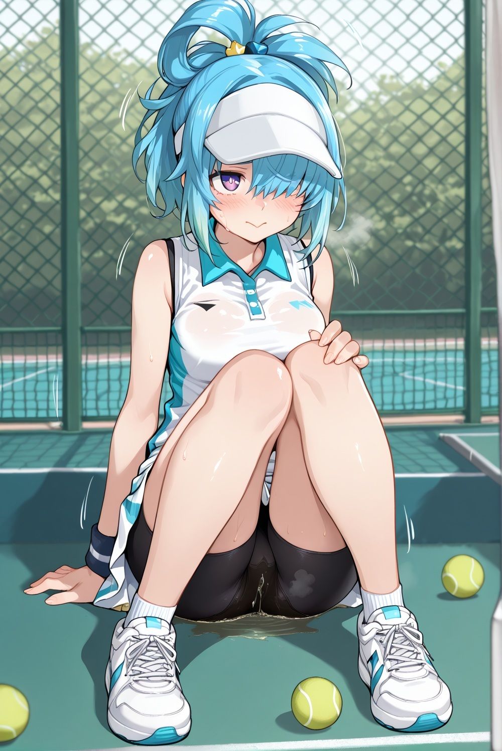 濡れゆくテニスコート - サンプル画像 4