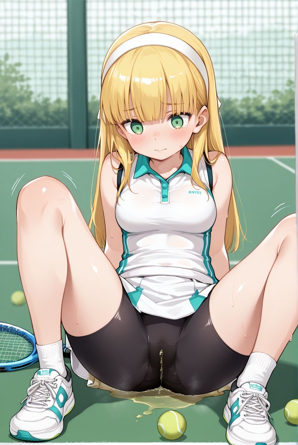濡れゆくテニスコート - サンプル画像 5