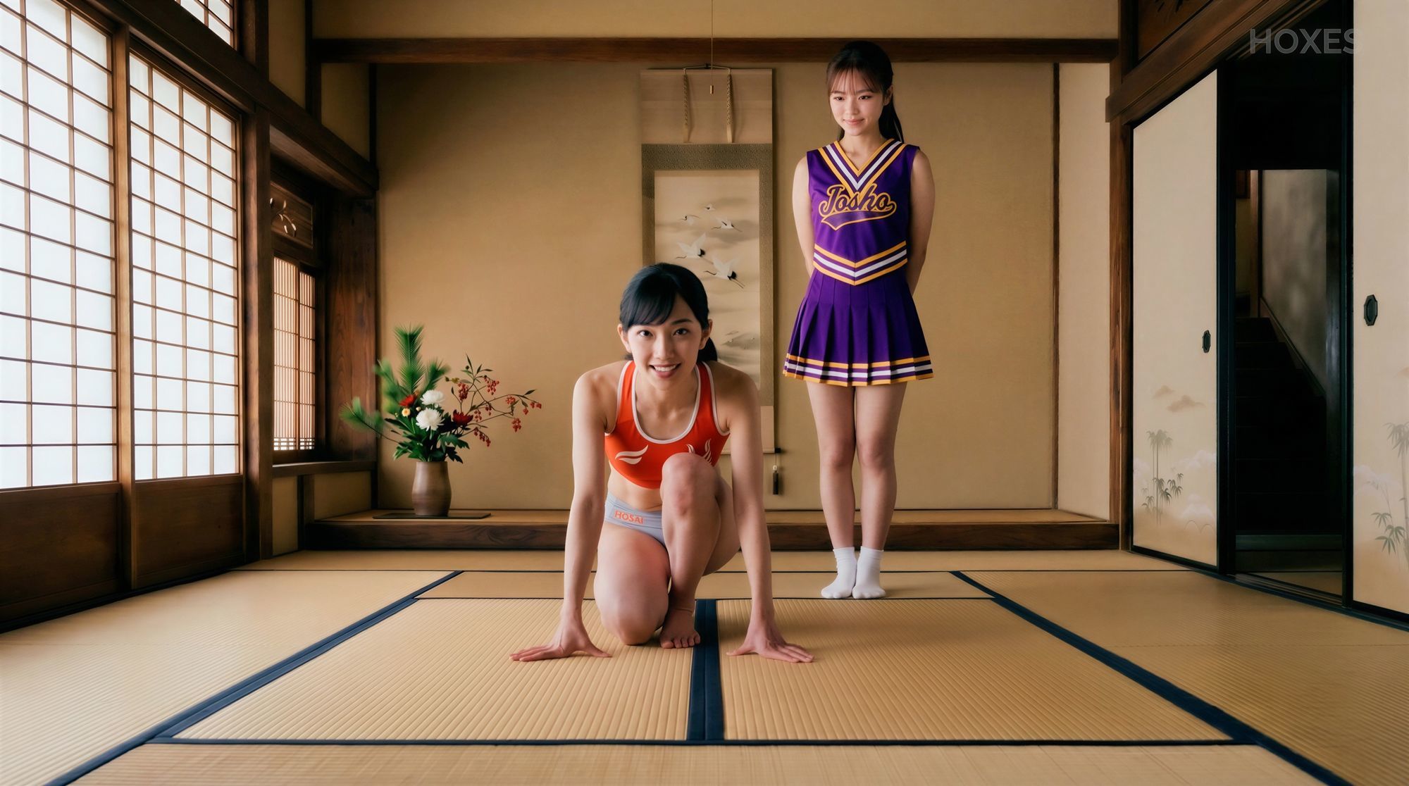 陸上部とチア部 和室の疼き｜シーン1 陸上部編 - サンプル画像 1