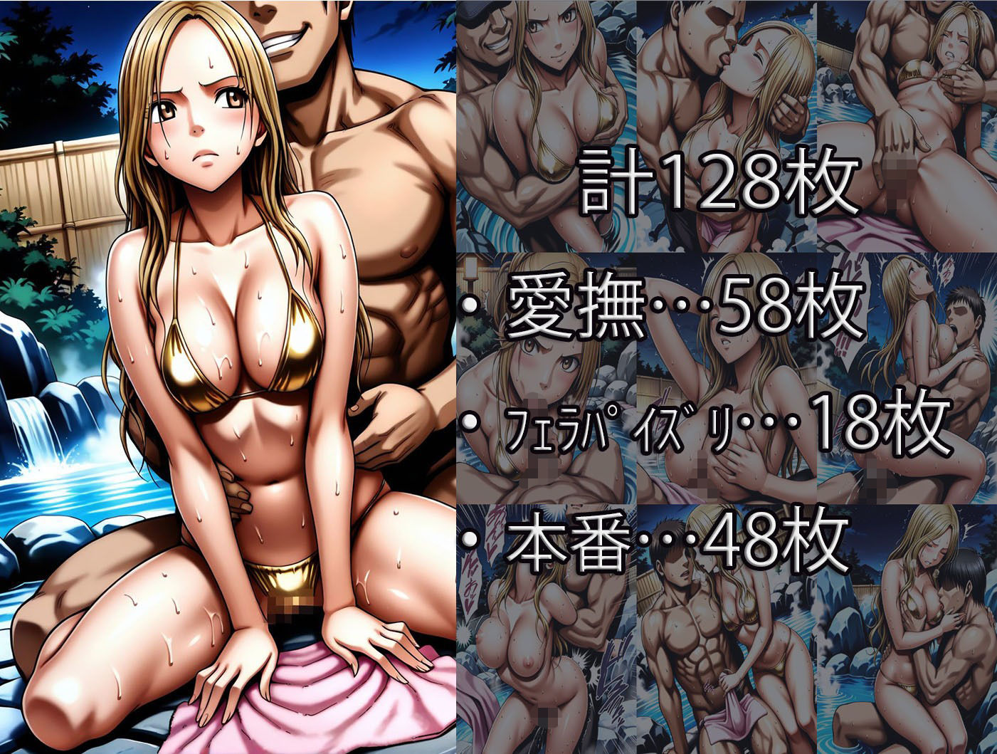 鈴〇彩花・持田〇ずさ・藤浦〇ナタ・南雲〇ゆき【金色ビキニ堕ち】 - サンプル画像 1