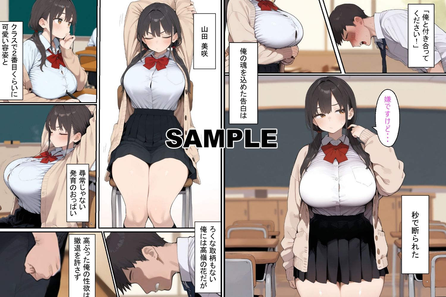 押しに弱い巨乳おさげちゃん、不機嫌そうだけどえっちさせてくれる - サンプル画像 1
