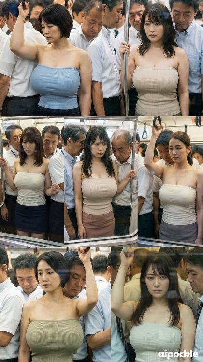 アラフォー熟女の爆乳、徹底的に揉みしだくっ！（電車内チューブトップ編） - サンプル画像 2