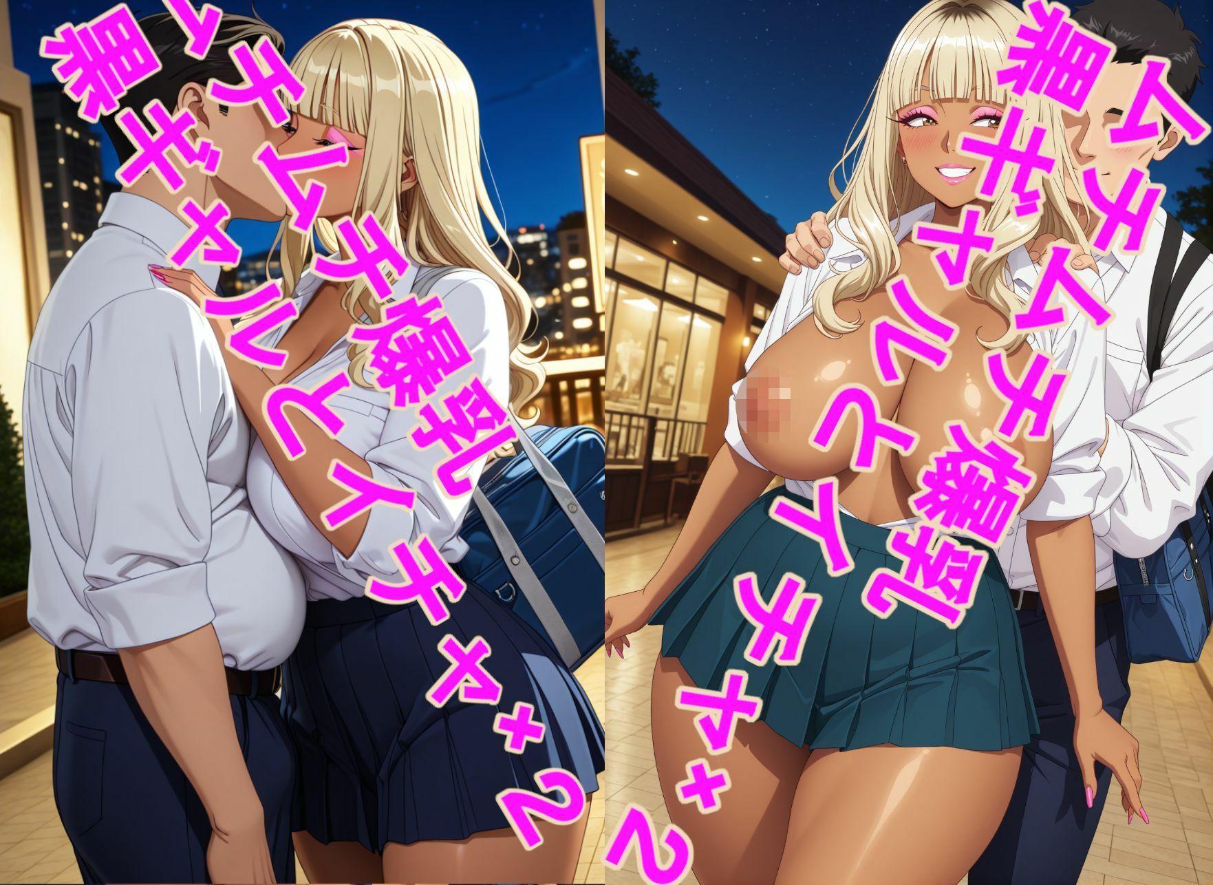 ムチムチ爆乳、黒ギャルJKとイチャイチャエッチな下校 - サンプル画像 3