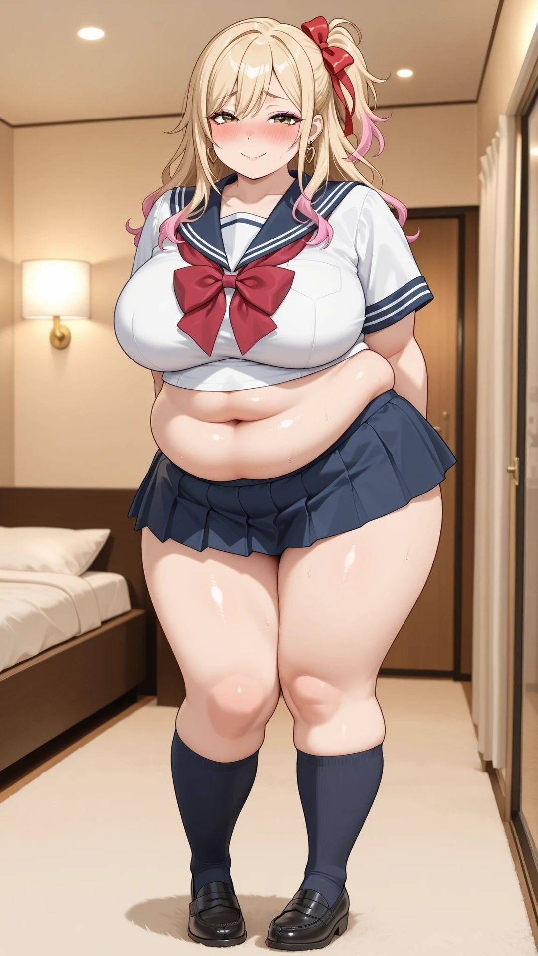 ぽっちゃり白ギャルと制服ハメ撮り - サンプル画像 1