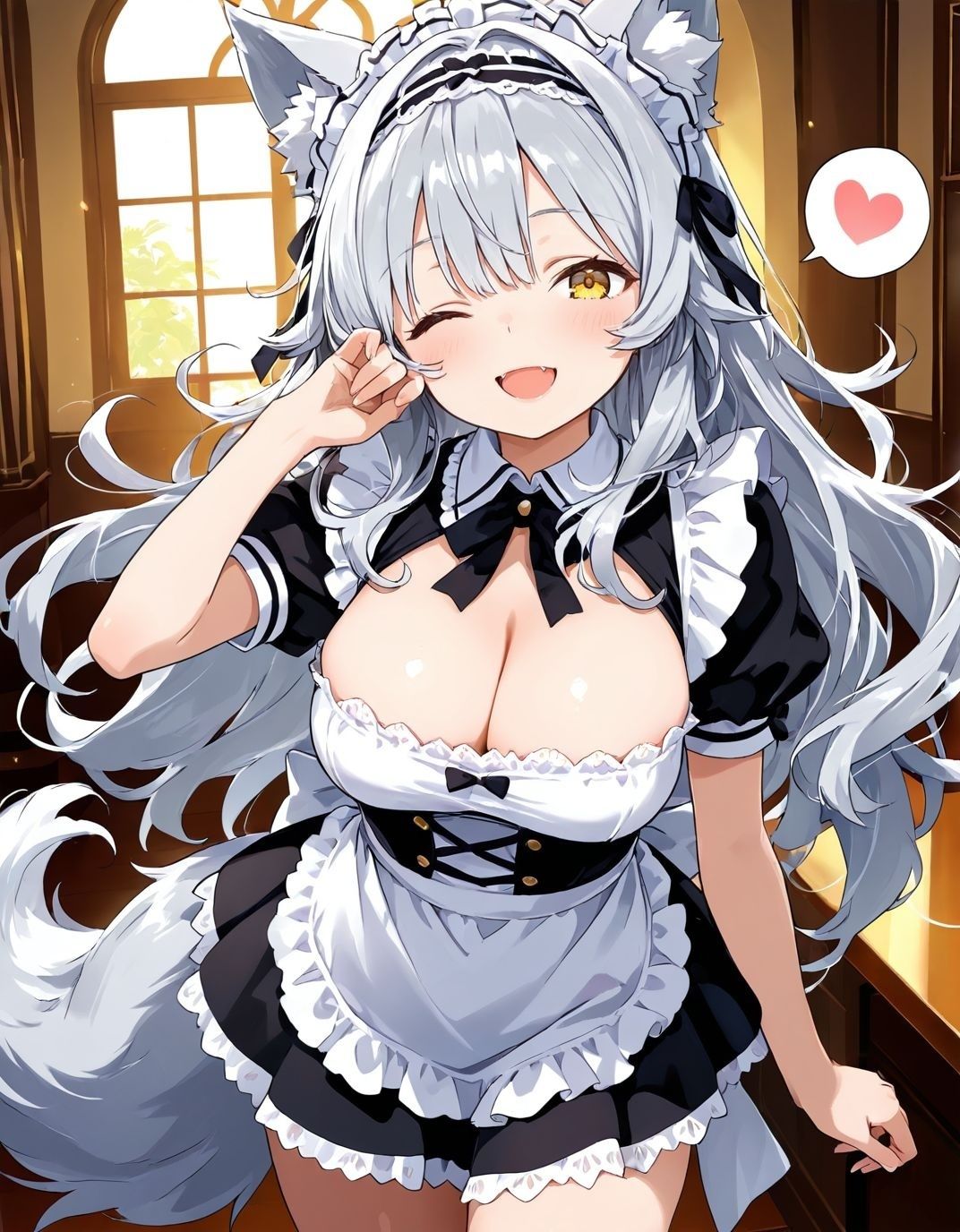 尽くし系のシルヴィちゃん  拾ったケモミミ娘が毎日ご奉仕させてとお願いしてくるお話  半袖メイド編 - サンプル画像 1