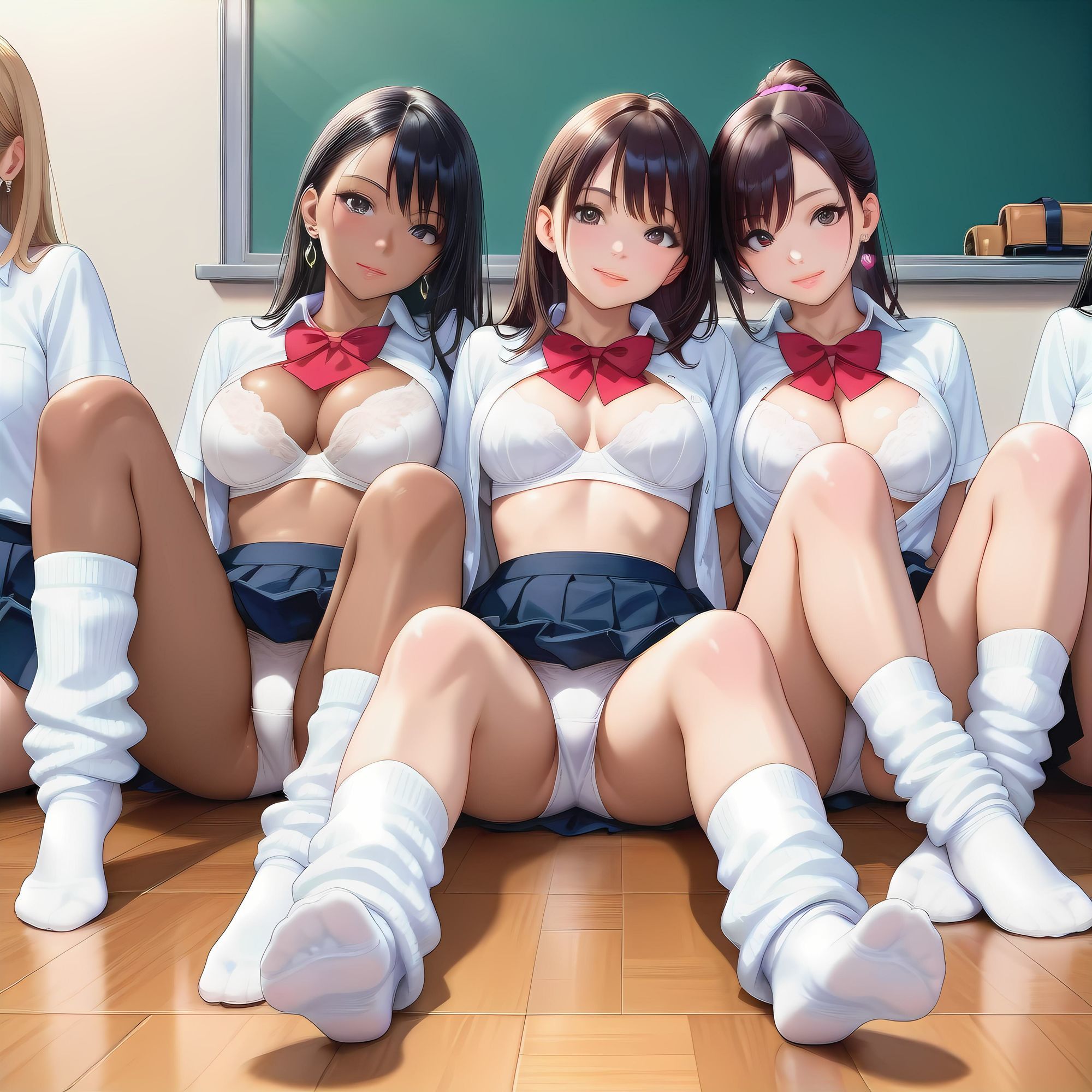 AIイラストフェティシズム【ハーレムパンチラ＆ブラ】 - サンプル画像 2