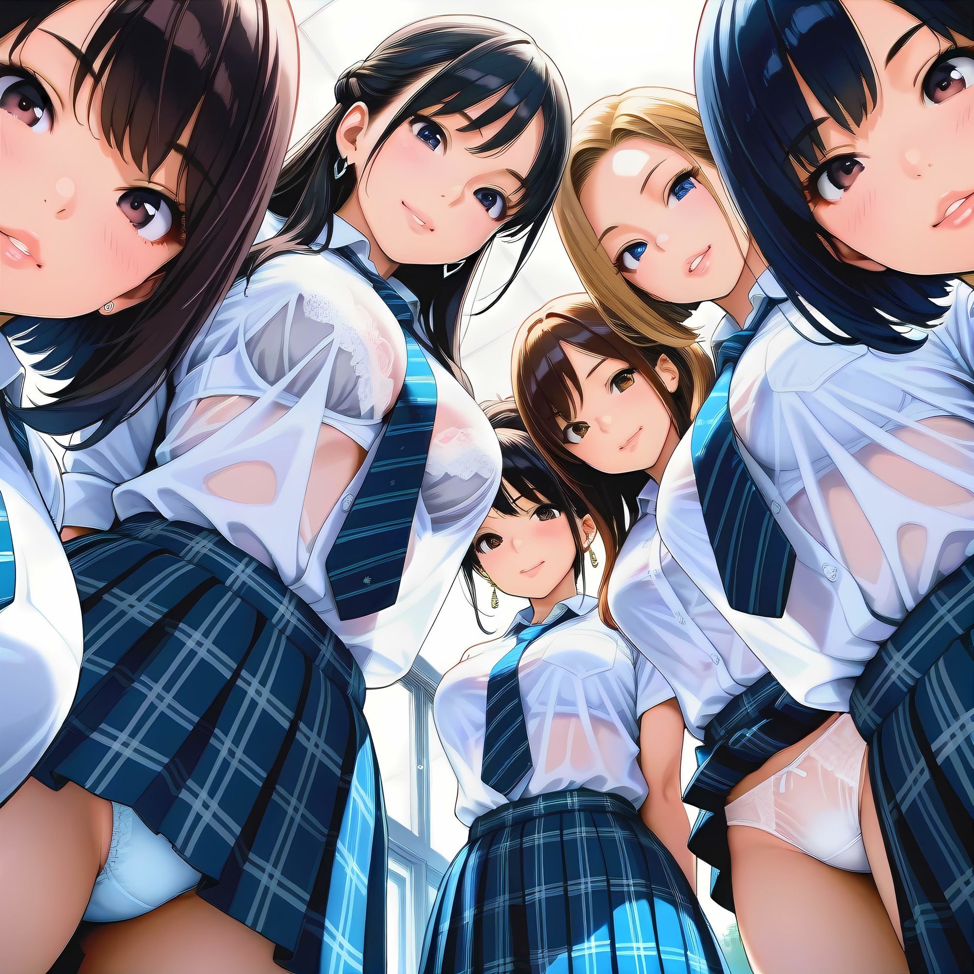 AIイラストフェティシズム【ハーレムパンチラ＆ブラ】 - サンプル画像 9