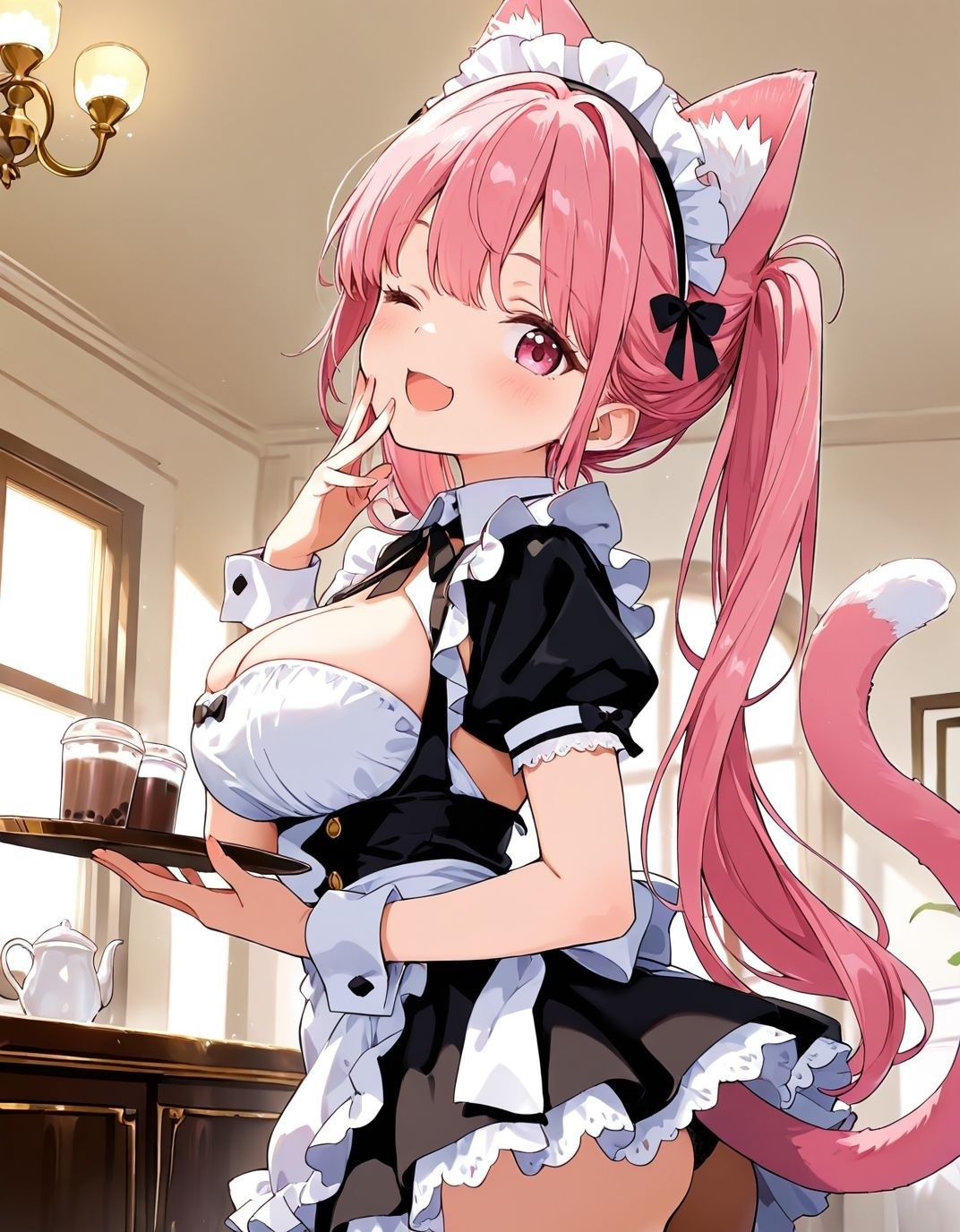 かまって従者のニアちゃん  お仕事終わりはいっぱいご褒美ほしいニャン！！ 半袖メイド編 - サンプル画像 1