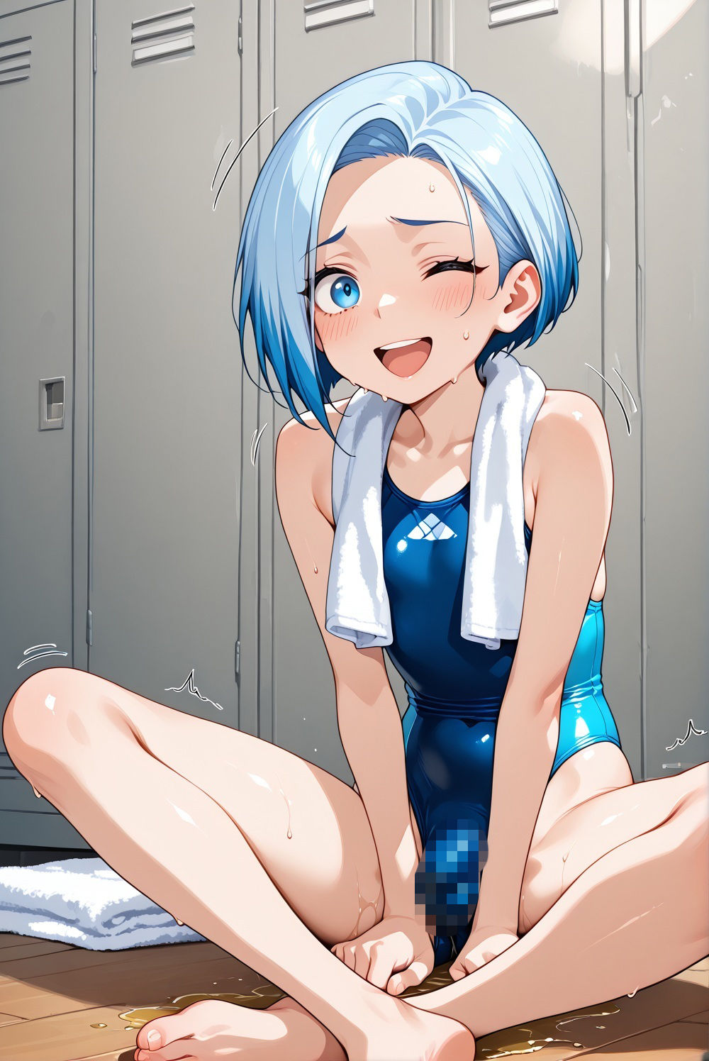 男の娘と水着を濡らす水 - サンプル画像 2