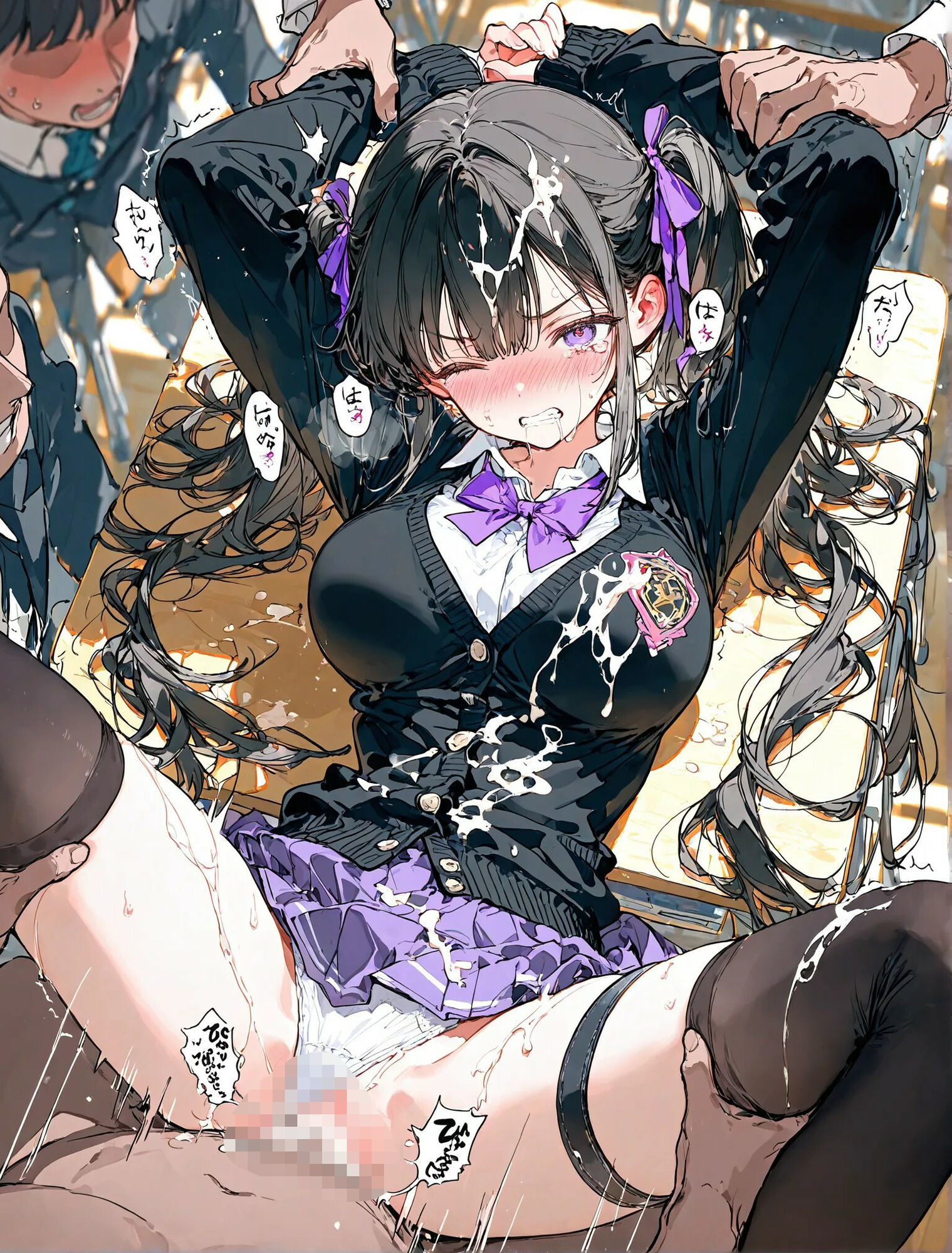 黒髪ツインテJKとSEX - サンプル画像 1