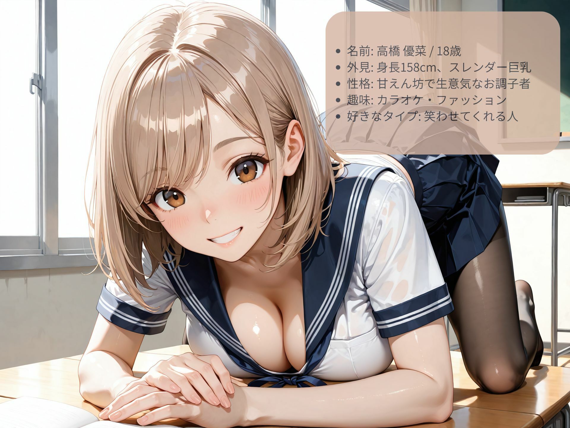 生意気な白ギャル巨乳JKに教室で性教育 - サンプル画像 4