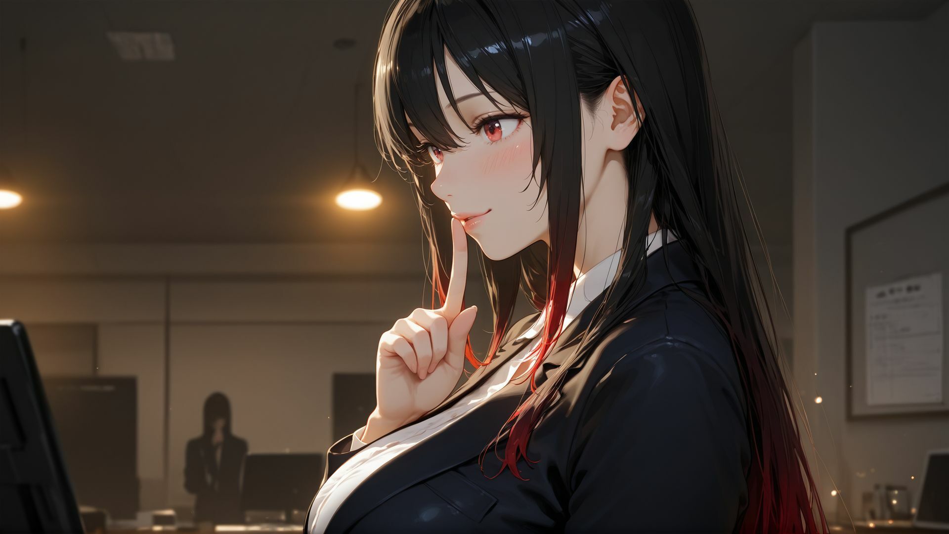 清楚な新人と夜のオフィスで中出し濃密SEXPart1 - サンプル画像 1