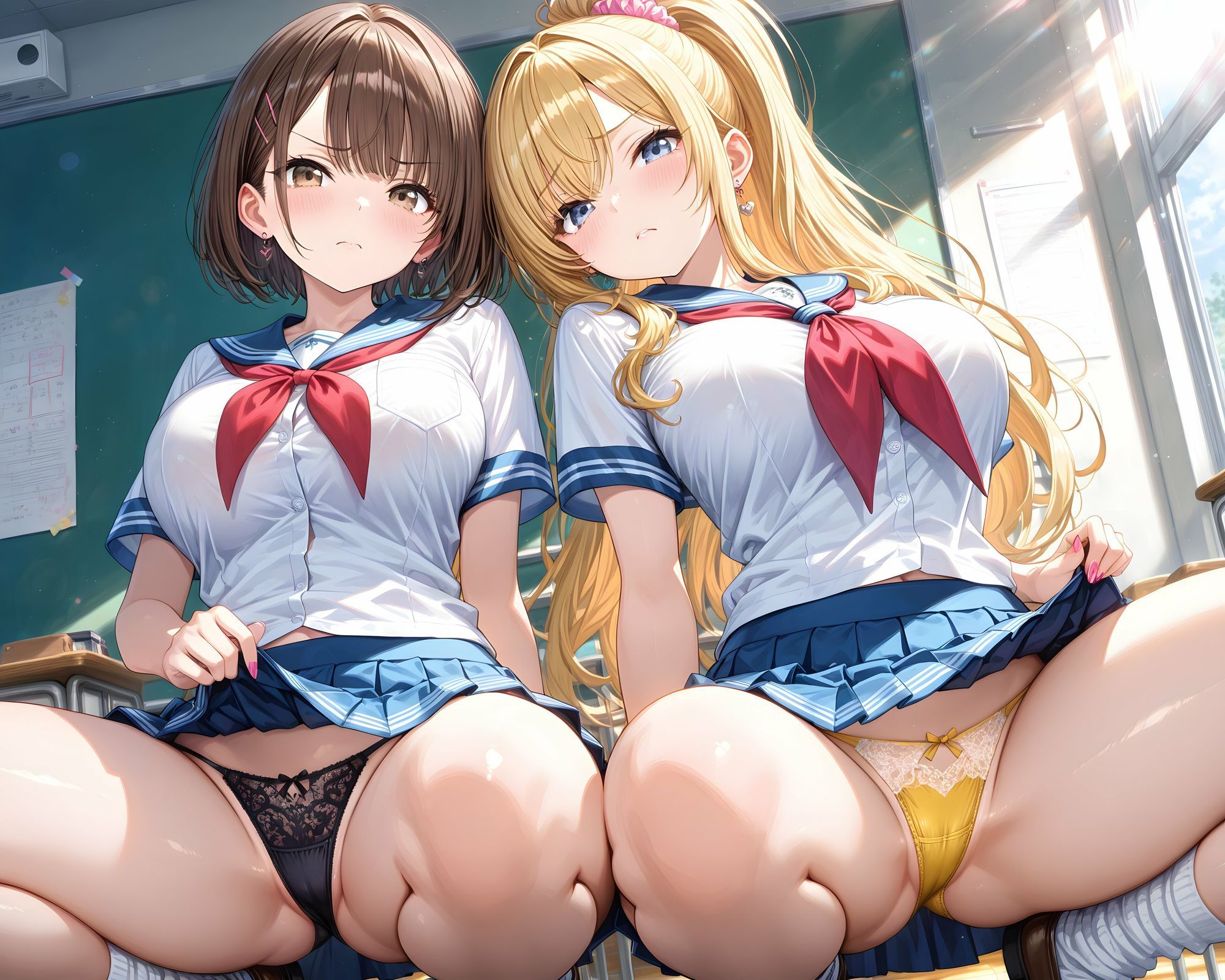 超ミニスカ女学園 番外編2〜パンツ丸見えJKのパンチラ観察したり、見抜きしたり、射精のお手伝いしてもらうイラスト集〜 - サンプル画像 6