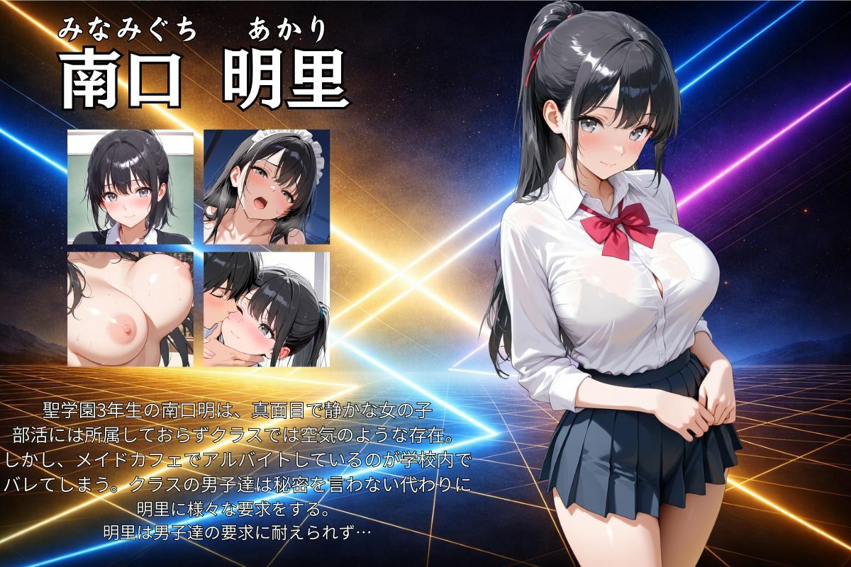 聖凛学園 黒髪清楚の爆乳女子校生南口明里のアルバイトは激エロメイド。クラスの男子生徒に正体がバレ犯●れまくる。 - サンプル画像 1