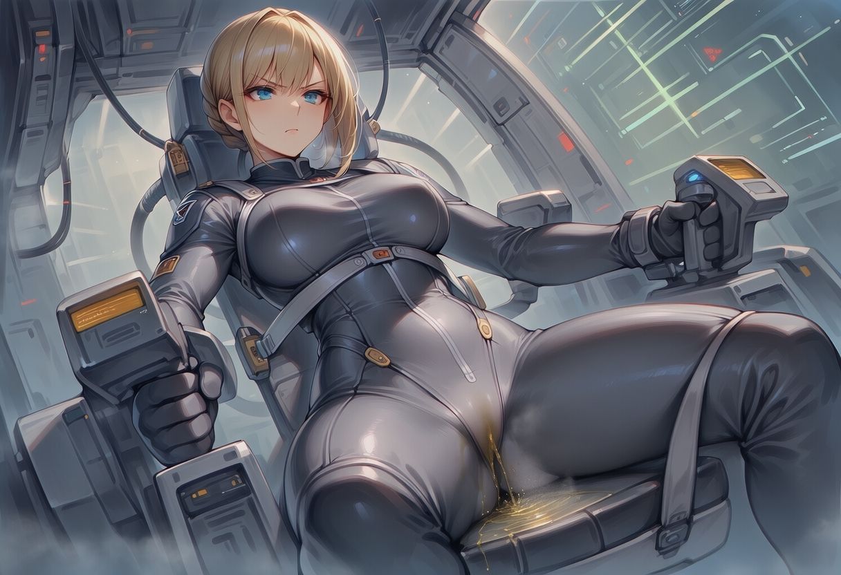 真剣な表情で失禁する女エースパイロット - サンプル画像 7