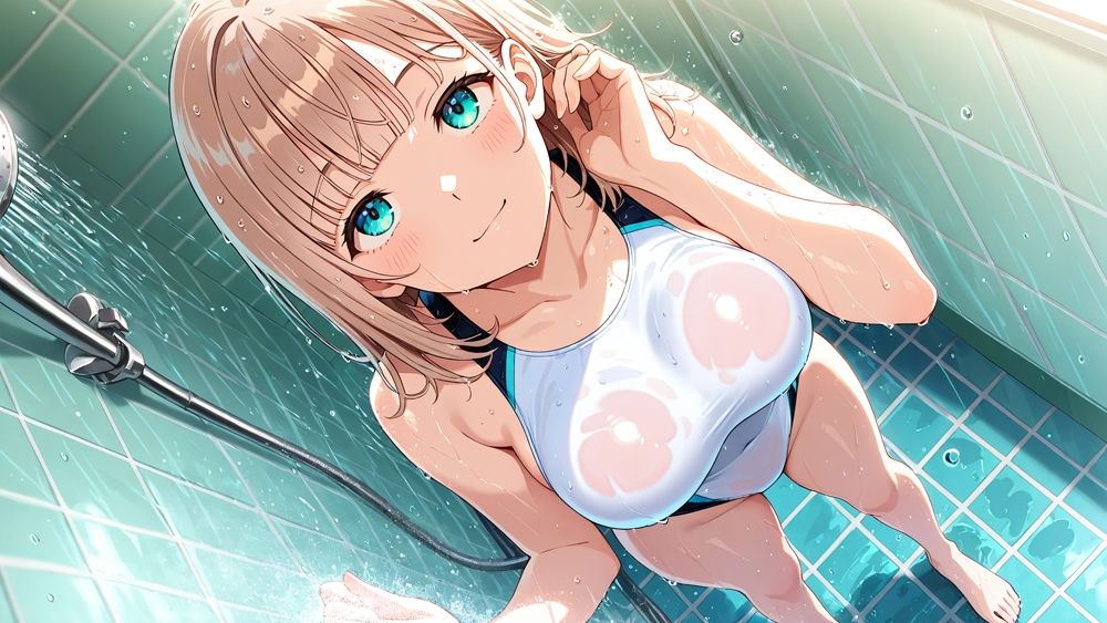 【4K】真っ白スク水の爆乳姉妹が水泳コーチに蕩かされて孕ませ交尾 - サンプル画像 6