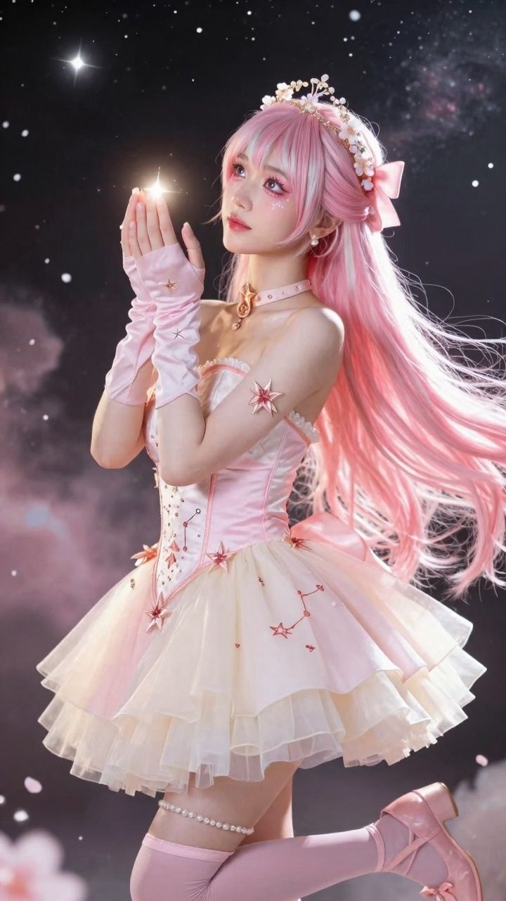 【AIコスプレ美女アイドルシリーズ ＃001:グラビア＆動画】〜ピンク星から舞い降りた、電子の妖精 星乃音 ぴこ〜 - サンプル画像 2