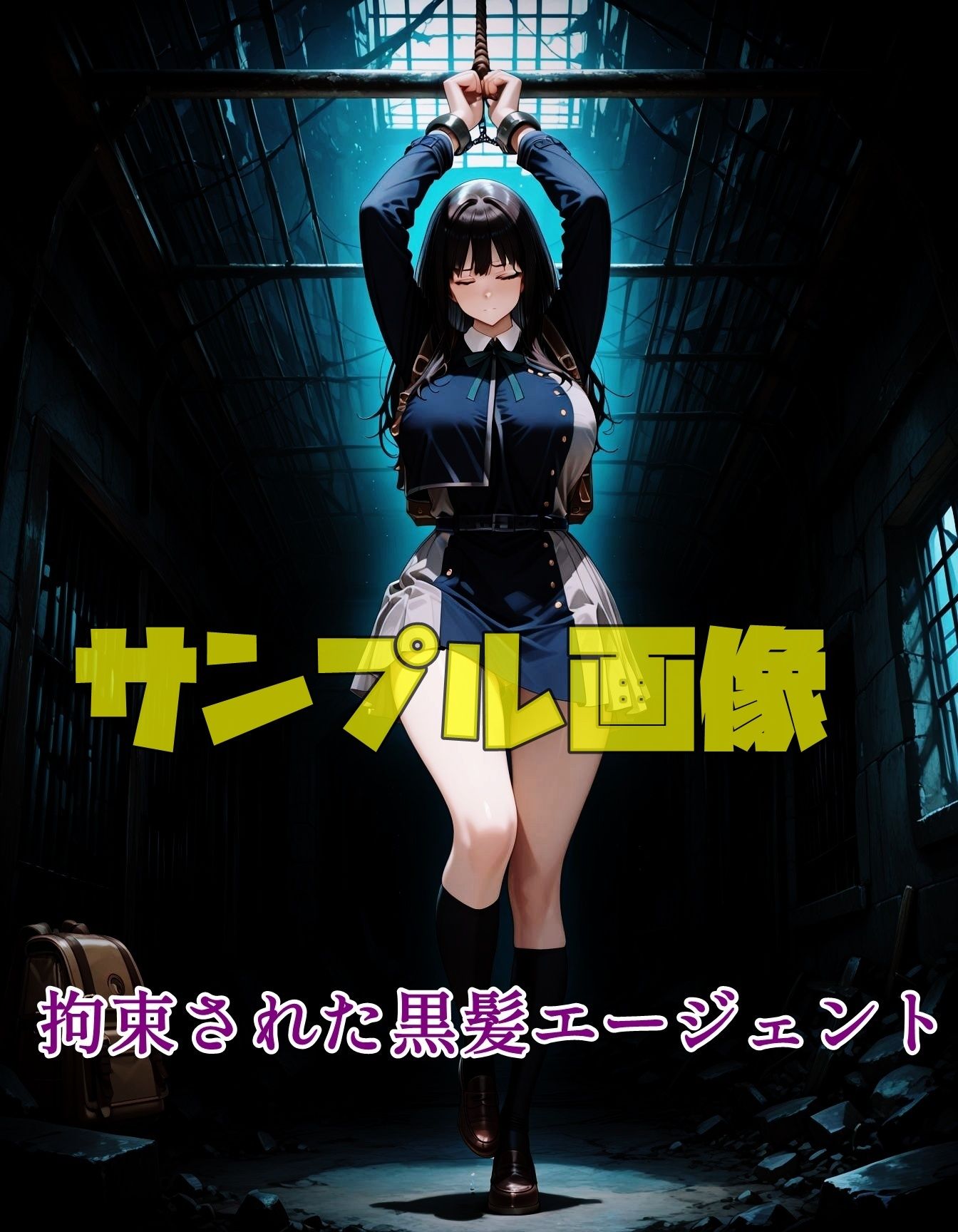 拘束された黒髪エージェント - サンプル画像 1