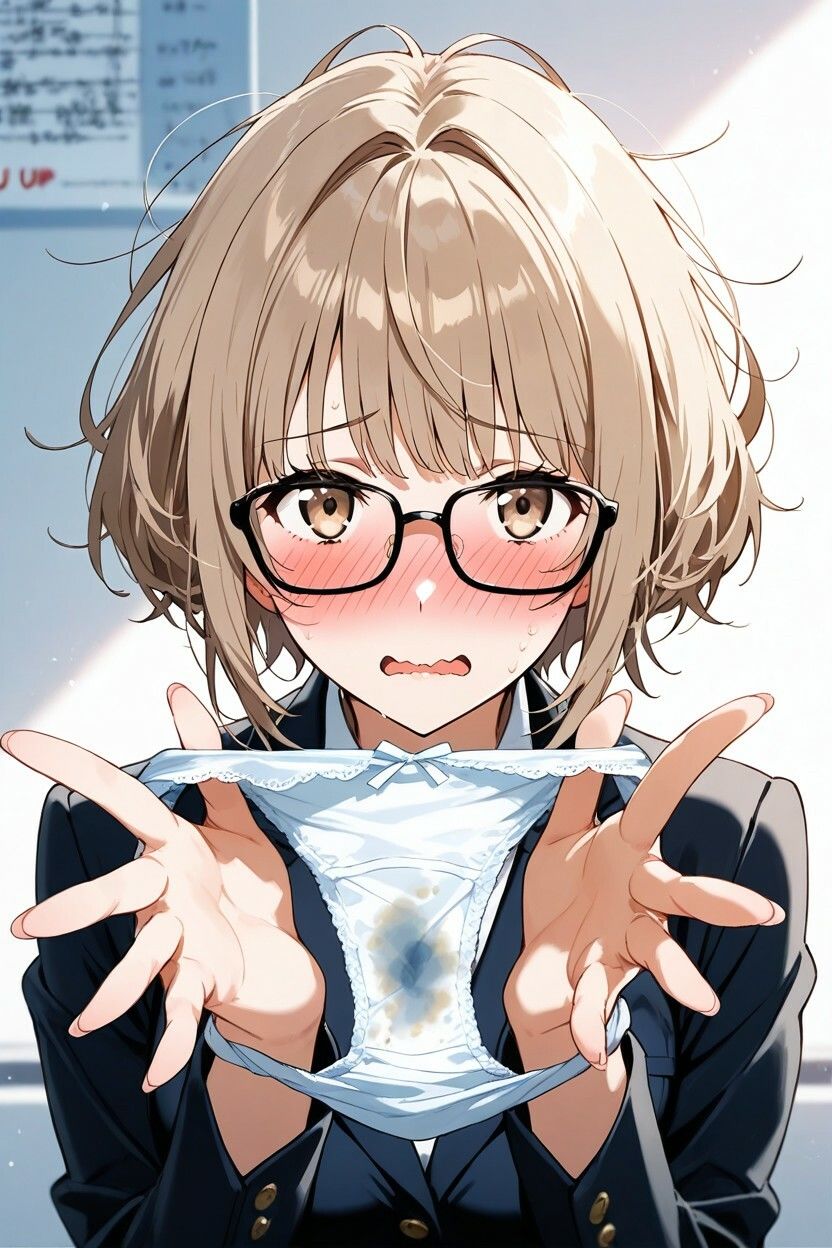 200枚＋PDF】清楚系メガネ女子大生の秘められた決壊 ── 柔らかな茶髪に広がる絶望のシミ ── お漏らし＆シミ付きパンツ特化集 - サンプル画像 3