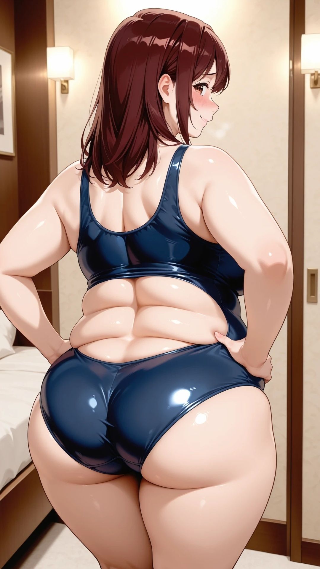ぽっちゃり妻とスク水でエッチ - サンプル画像 2