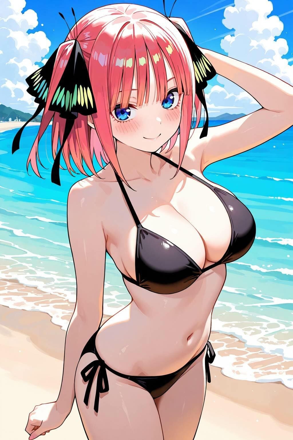 水着姿の二乃が誘惑してくるのでそのまま浜辺でエッチしました - サンプル画像 1