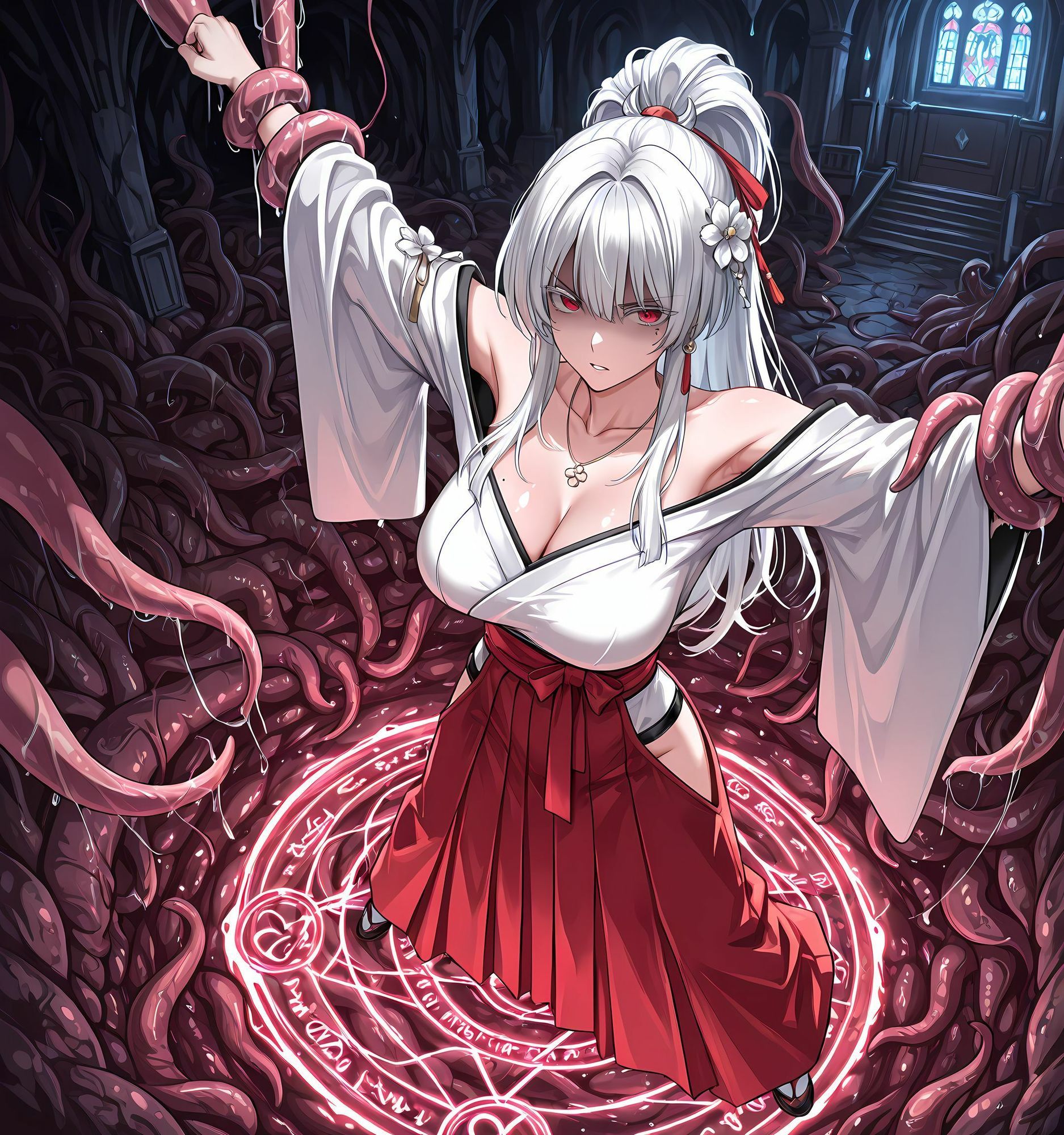ヒユキ触手拘束洗脳・悪堕ち淫魔化搾精 - サンプル画像 3