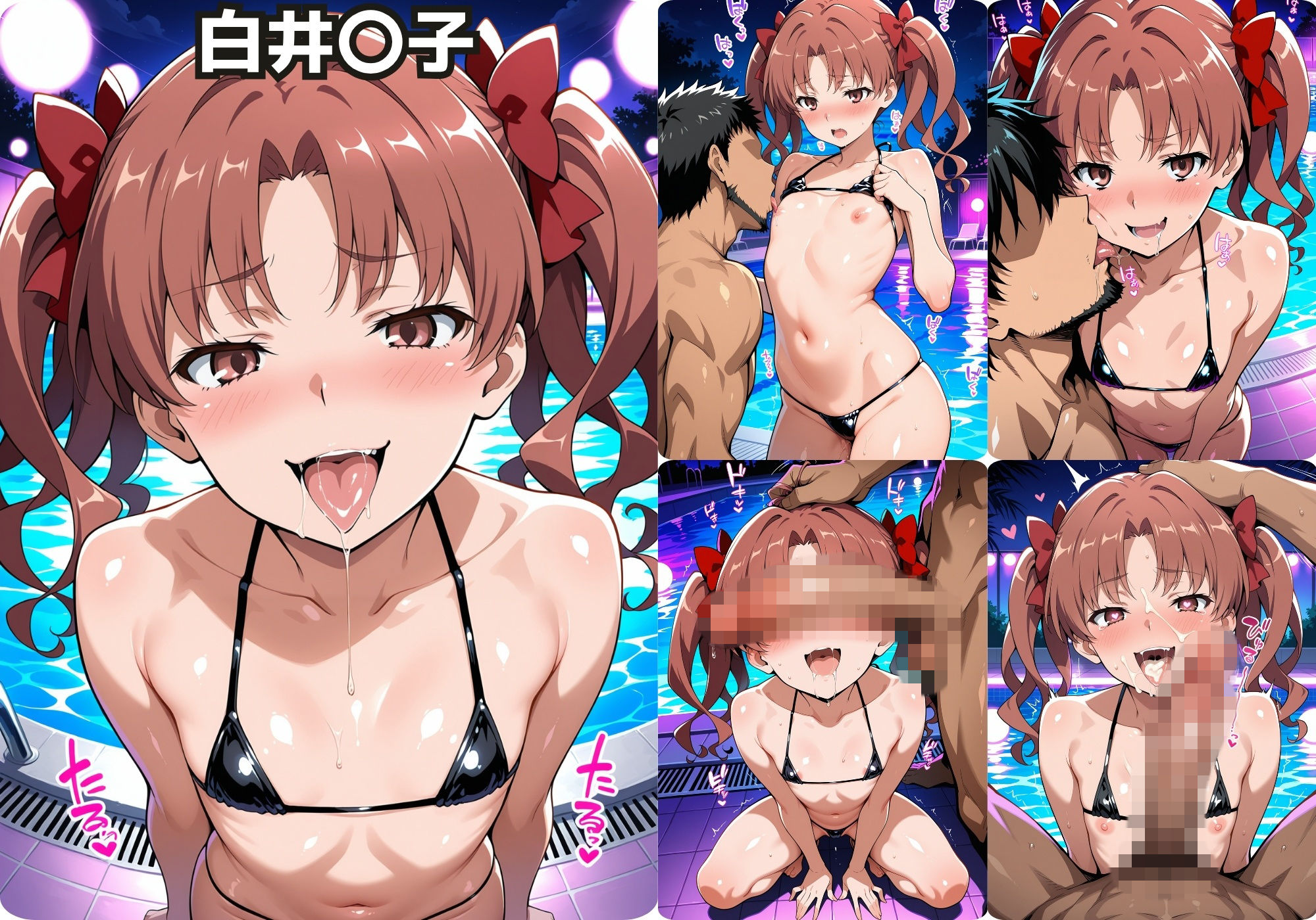 ナイトプールでガンギマるドスケベヒロイン食蜂〇折＆御坂〇琴＆白井〇子 - サンプル画像 8