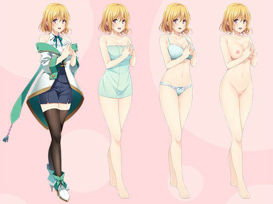 【立ち絵素材R18】金髪ショートの魔法使い少女 フルセットPSDパック - サンプル画像 2