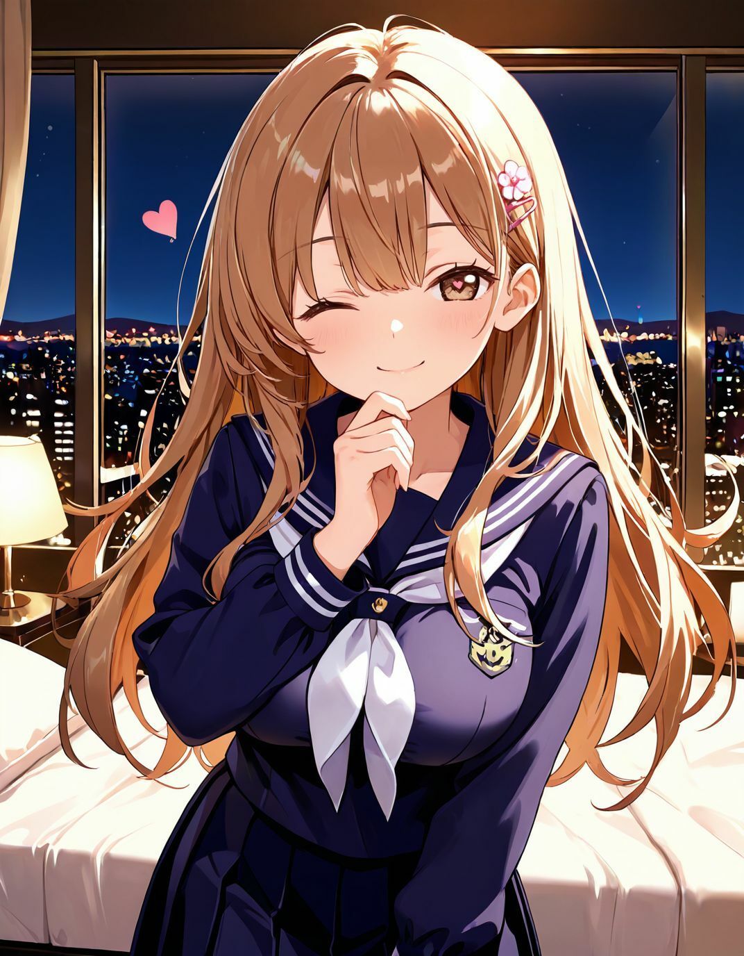 どこでもセックスするのが当たり前になっちゃった世界2 黒セーラーホテルえっち編 - サンプル画像 1