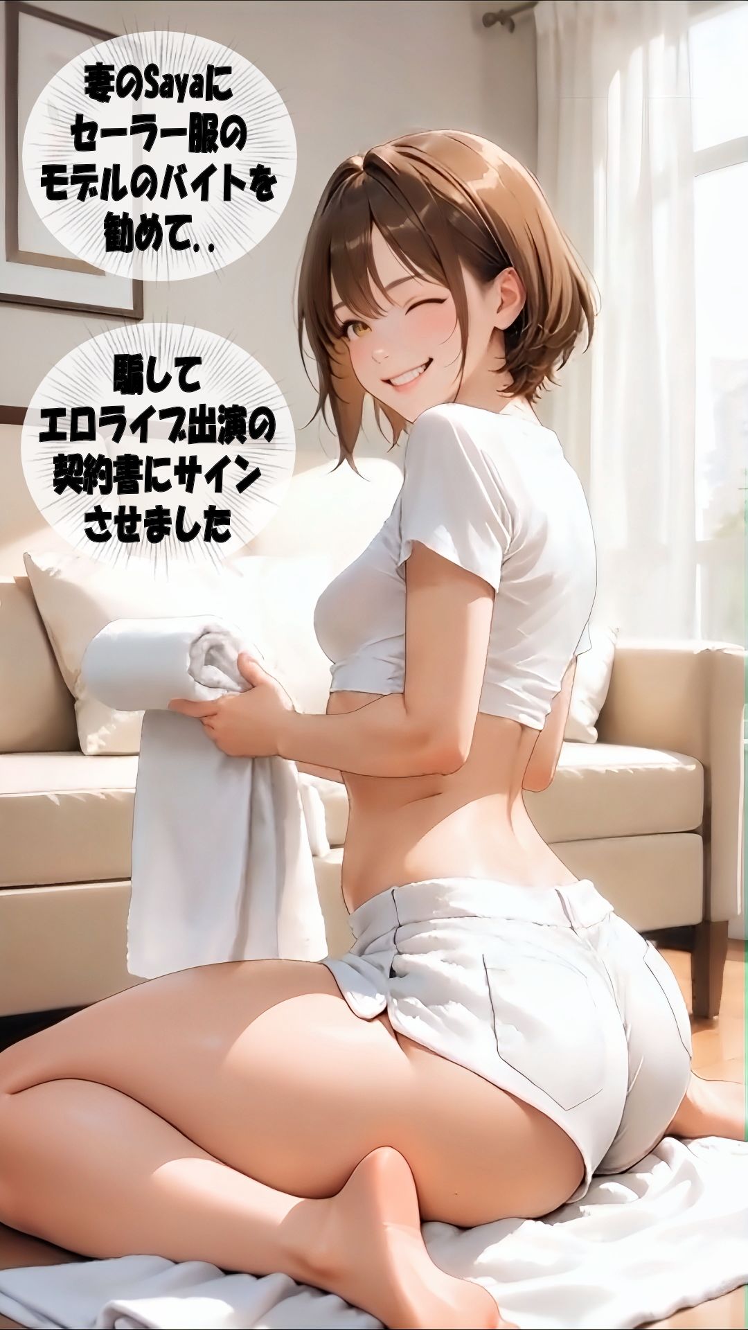 【スマホアニメ動画36分】人妻Sayaの変態日記/妻の女体実験室/セーラー服でエロライブ出演編 - サンプル画像 1