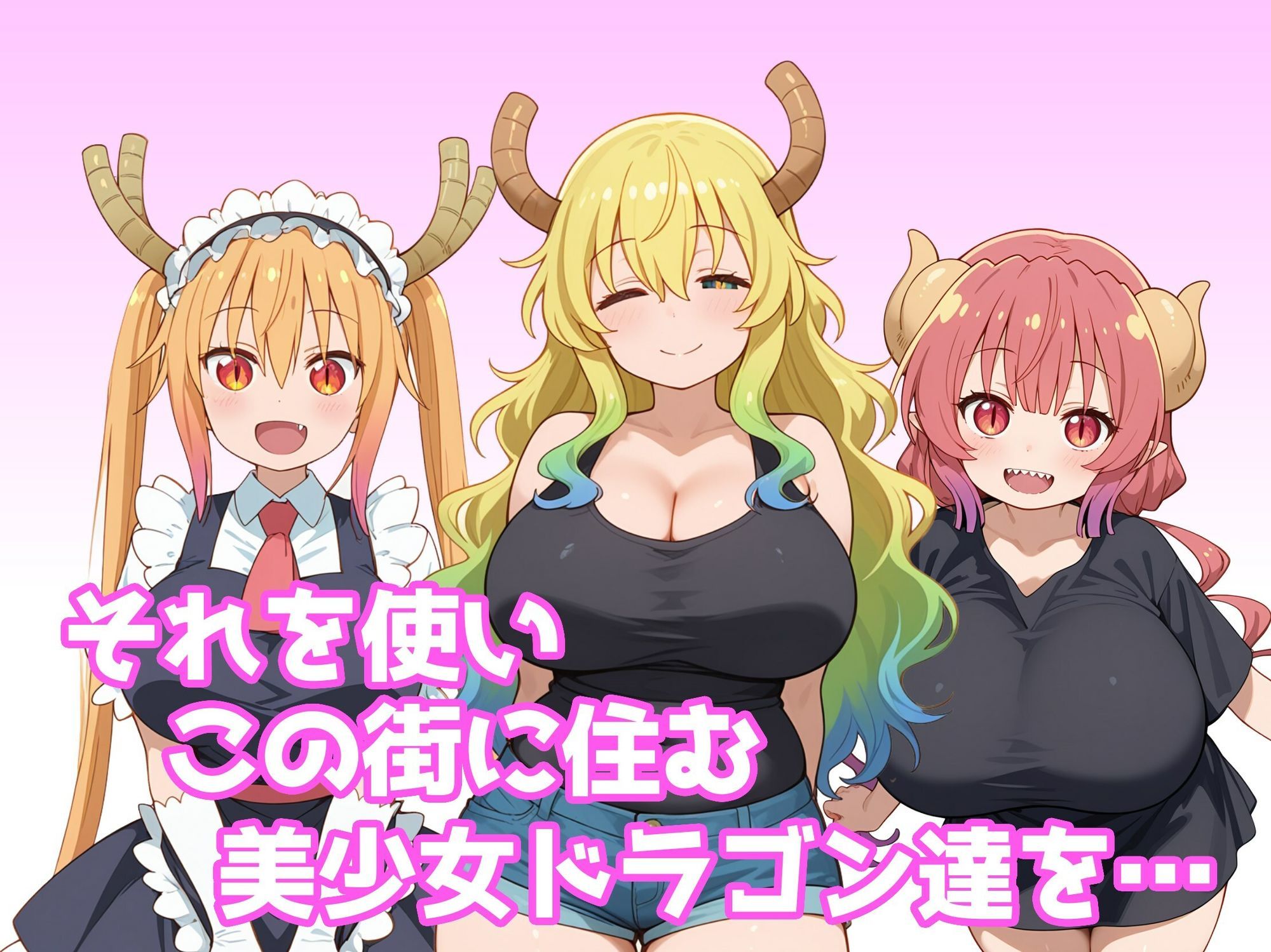 巨乳メイドラゴンたちを洗脳呪文で自分の性処理道具にしてヤリたい放題 - サンプル画像 3