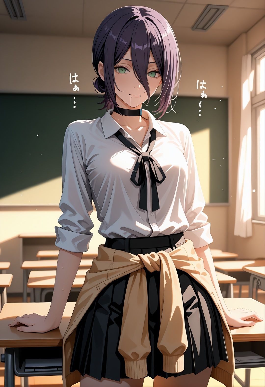 学校でレ〇が変態プレイに堕ちるチェン〇ーマンパロディ チョーカー少女の羞恥アヘ顔と白濁まみれ307枚 - サンプル画像 2