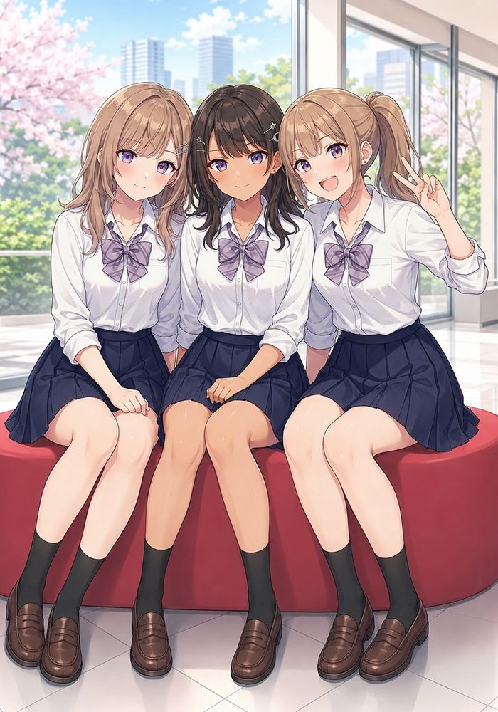 放課後奉仕活動中  放課後は自習室に集合！  Vol1  れいな・はなえ・かのん - サンプル画像 6