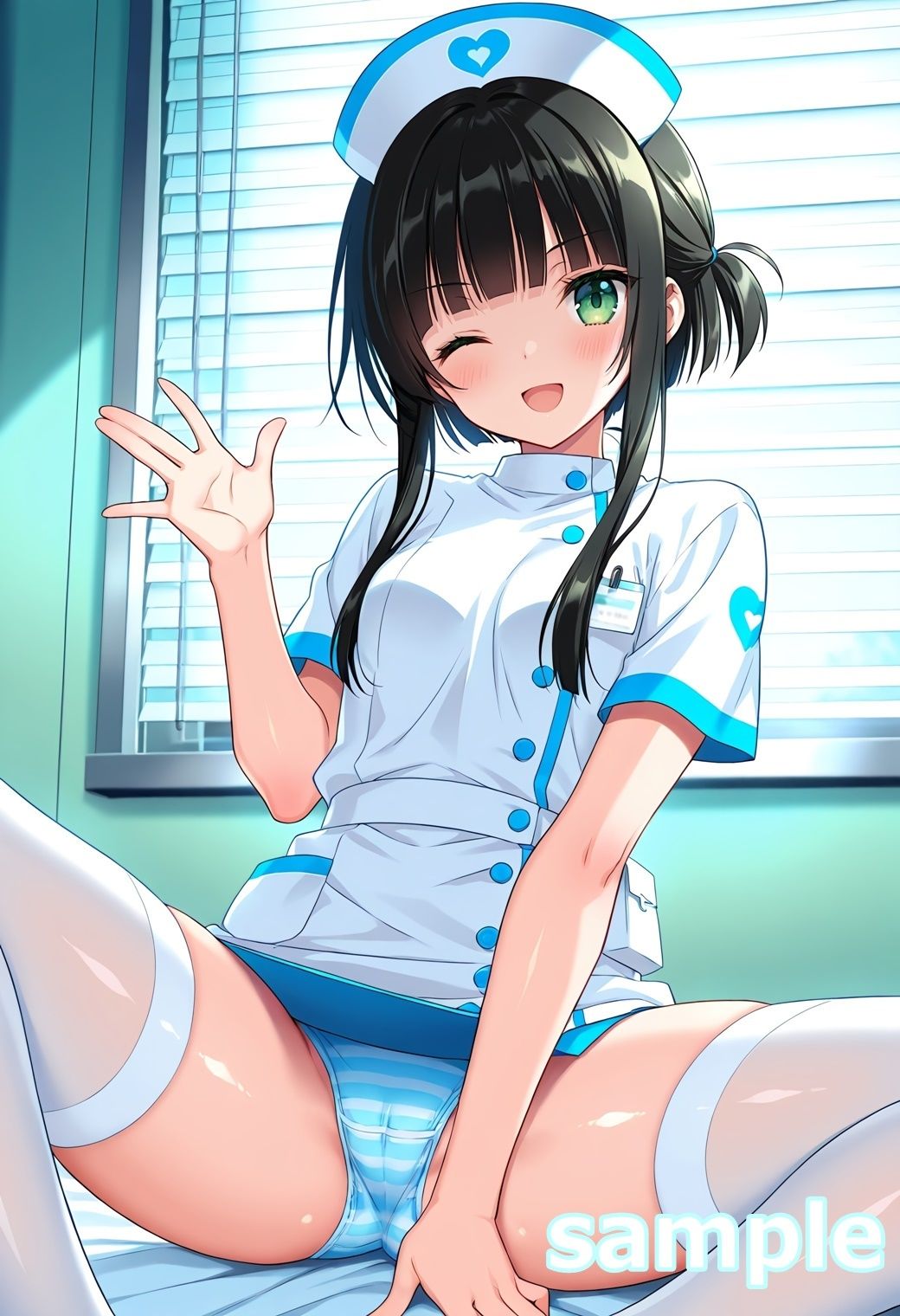おパンツ拝見イラスト集 〜ミニスカナースさん編〜 - サンプル画像 1