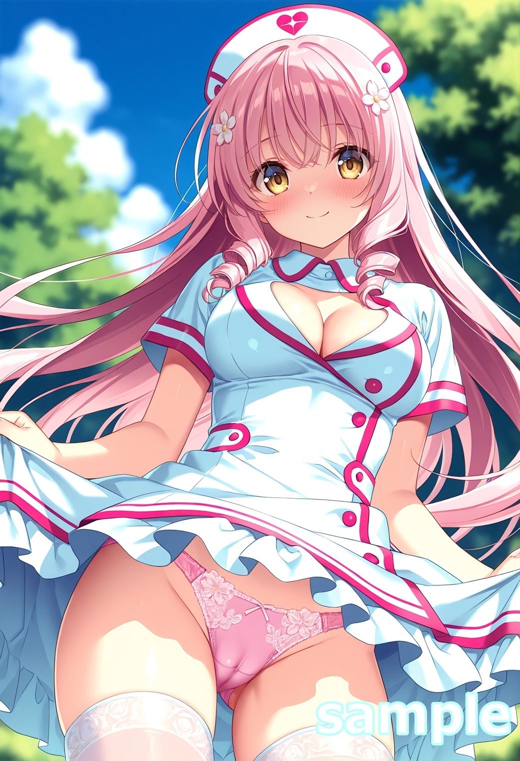 おパンツ拝見イラスト集 〜ミニスカナースさん編〜 - サンプル画像 6