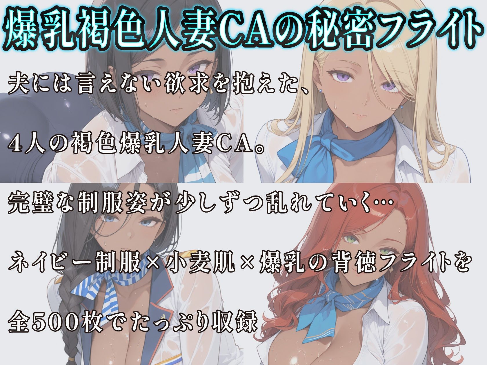 爆乳褐色人妻CA 4人の極上フライト〜制服の下は夫に内緒の欲求不満〜 - サンプル画像 1